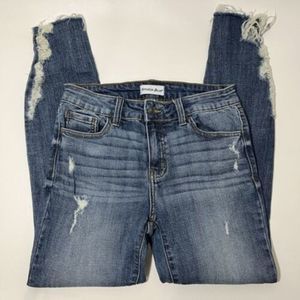 Studio Jeans Womens Size 28 Stretch Mid Rise Skinny Distressed Blue Jeans
